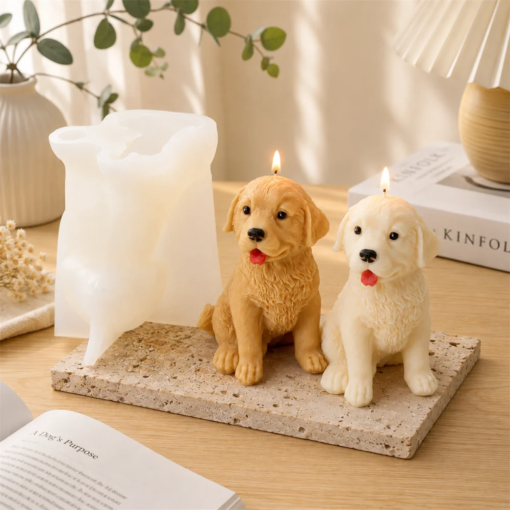 Golden Retriever Silicone Candle Mold DIY Dog Candle Mold for Soy Wax Aromatherapy Candle Making Plaster Soap Home Decor Gift view 6