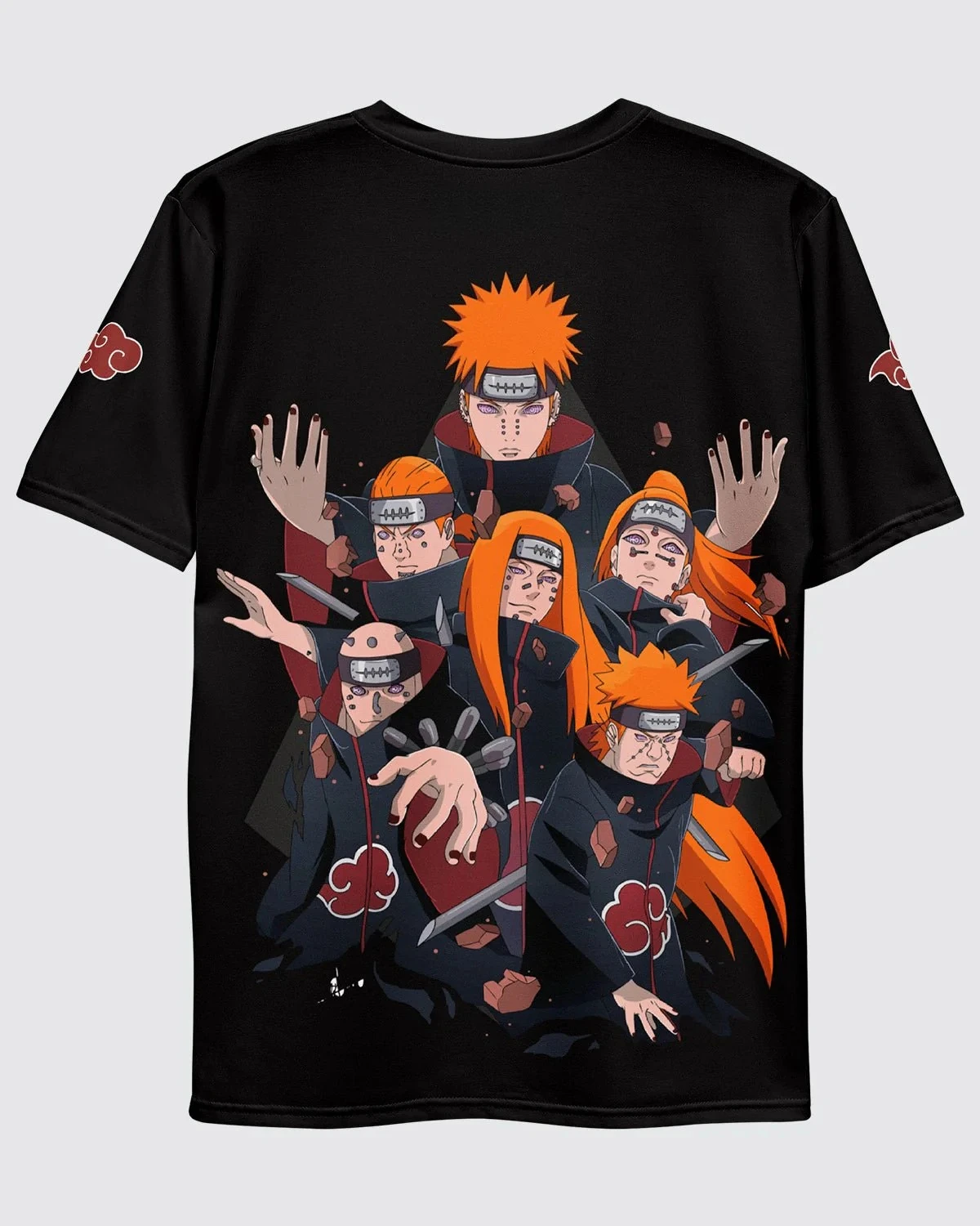 Painful Red Moon Camiseta de manga corta con estampado 3 D, telas transpirables suaves de secado rápido Naruto con chaquetas para hombres y mujeres