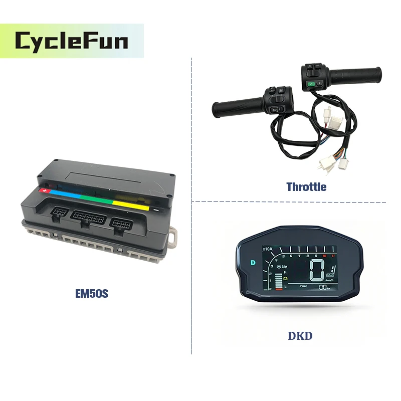 E-bike VOTOL 48V-72V EM50 800W 2000W FOC BLDC Sine Wave Controller With T08 Throttle And DKD OneLin Display For Electric Scooter
