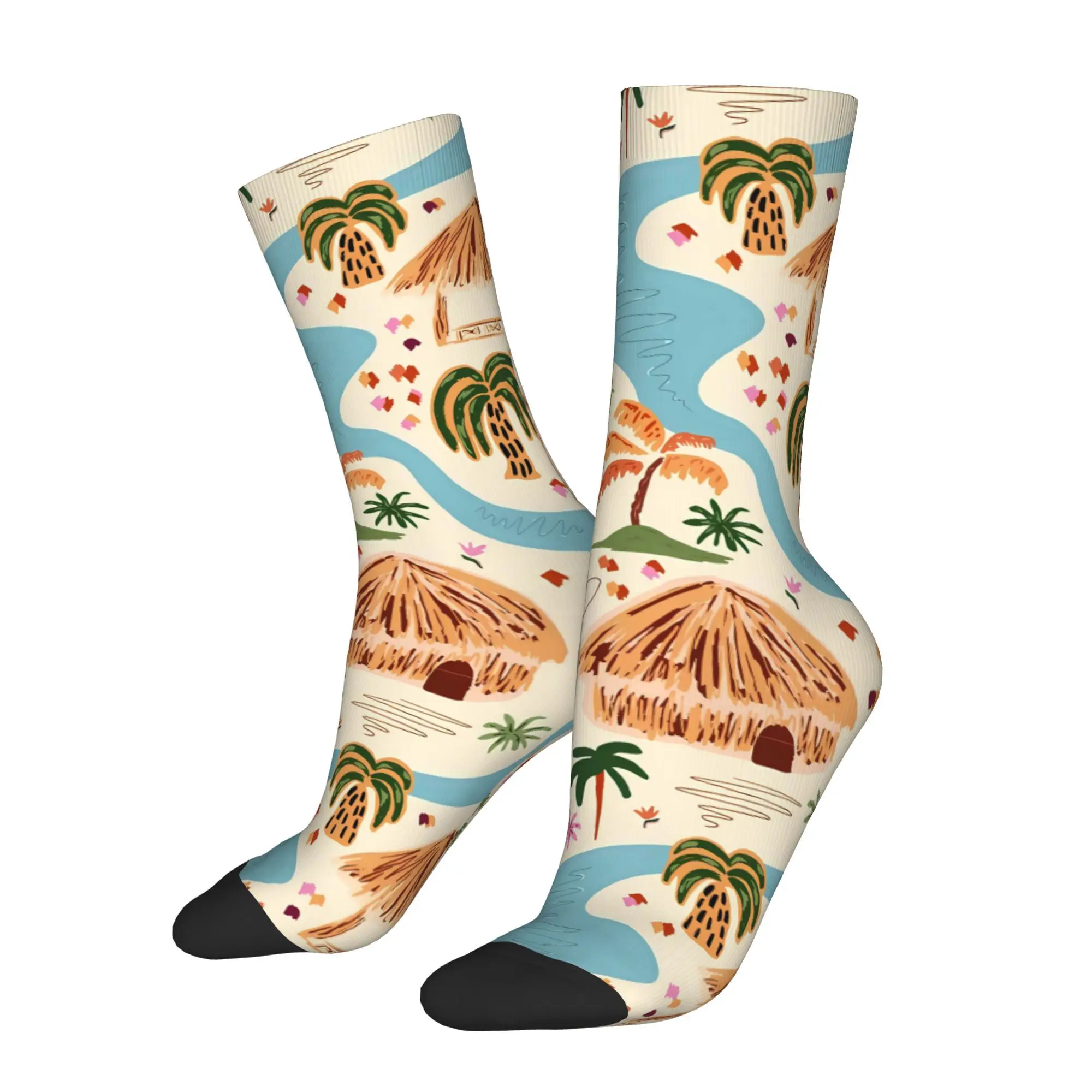 

Funny Sock for Men Seafront Pattern Hip Hop Vintage Happy Breathable Pattern Printed Crew Sock Casual Gift