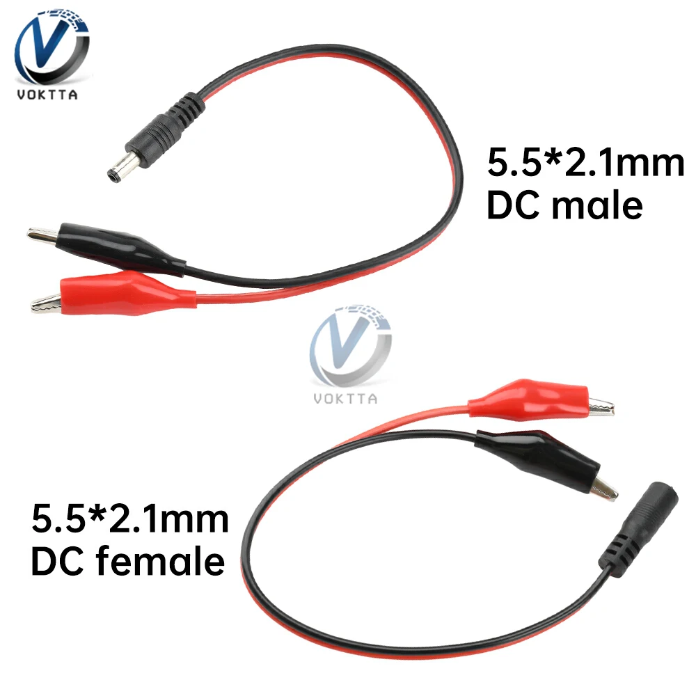 1pcs คลิปจระเข้ DC 5.5*2.1 มม.ชาย/หญิงหัวจระเข้คลิปสายไฟเชื่อมต่อทดสอบสาย 30 ซม.