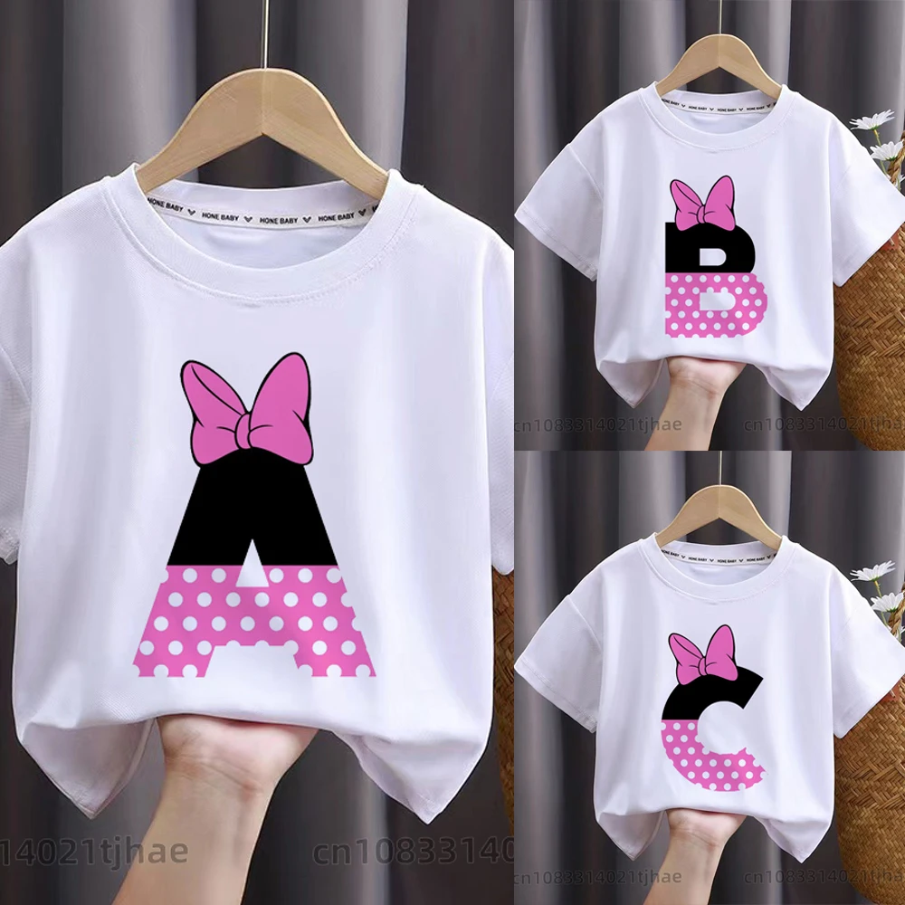 ABC Letters Mouse Baby Tshirts for Girls Birthday T Shirts Kids Party Tops Children Clothes