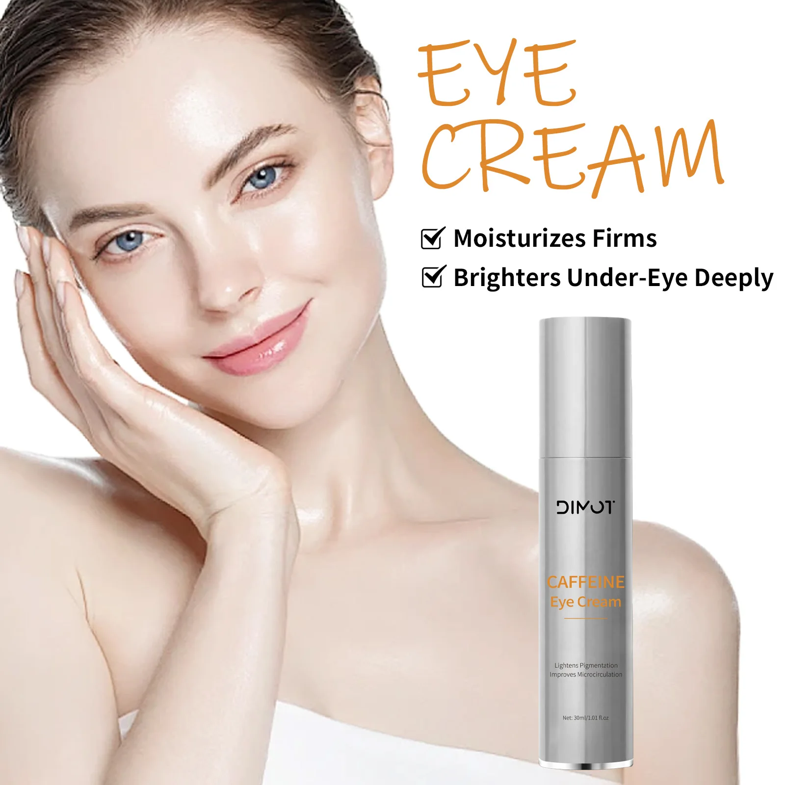 

DIMOT Caffeine Eye Cream Firming Eyes Skin Care Removal Anti Wrinkle Puffiness Dark Circles Fade Fine Lines Brighten Eye Bag Gel