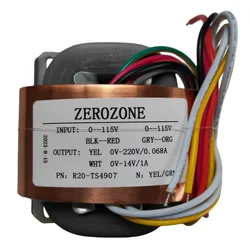 ZERO-ZONE 30VA 30W R-core to PRT Transformer Input 0-115Vx2 or 230V Output 220V 0.068A 14V 1A