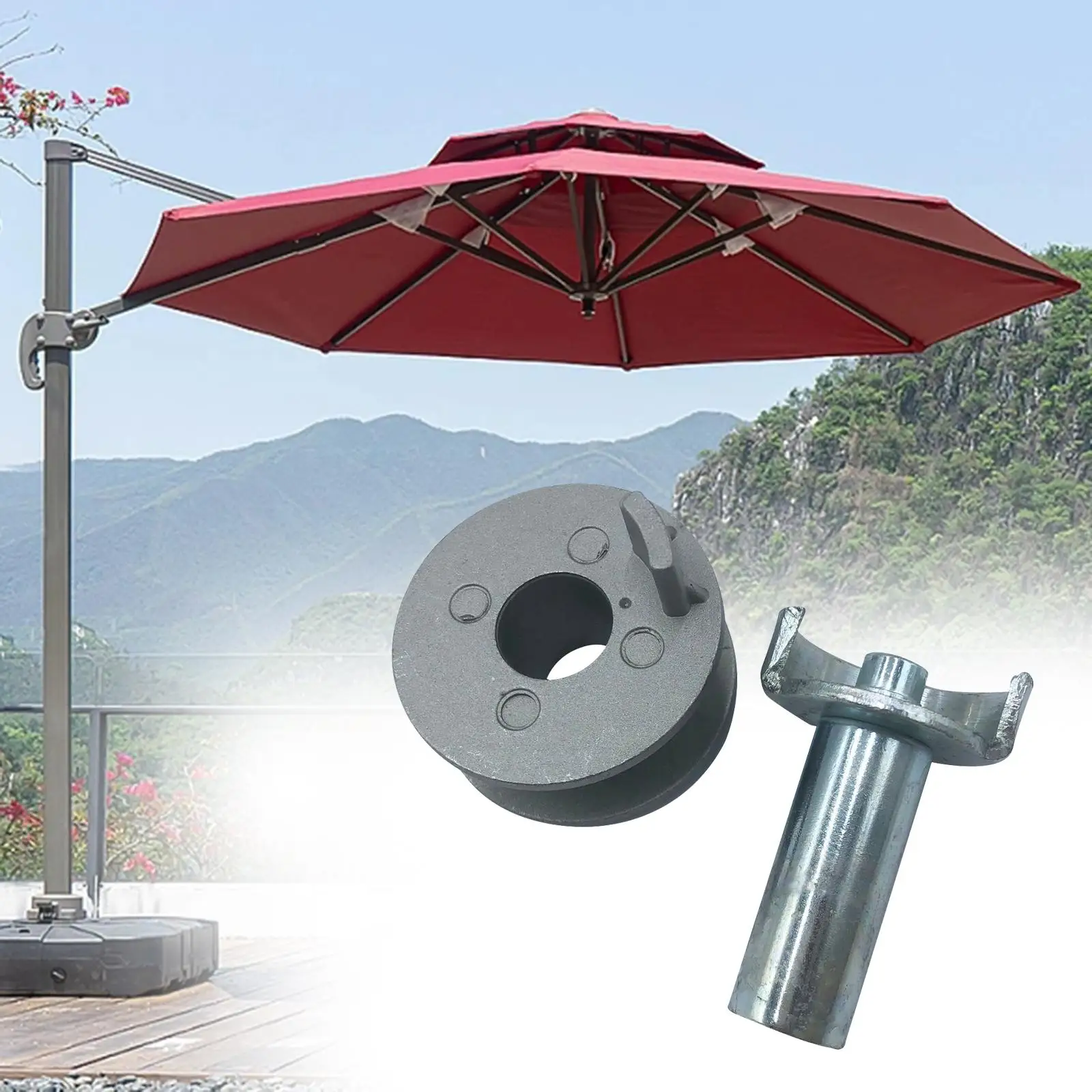 Adjustable Iron Patio Umbrella Clamp Mount Umbrella Holder Outdoor Umbrella Replacement for Beach and Porch