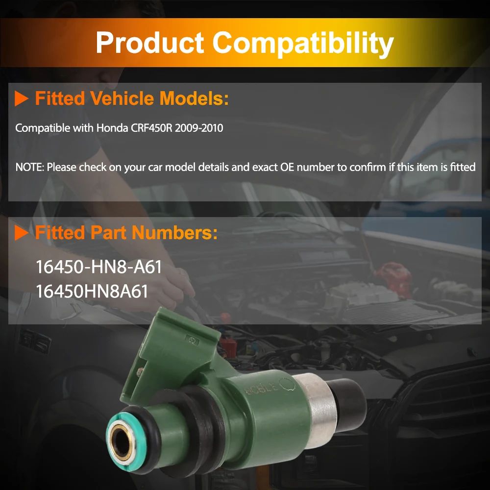 

16450-HN8-A61 Fuel Injector Car Flow Matched Fuel Injector Nozzle for Honda CRF450R 2009-2010 16450HN8A61