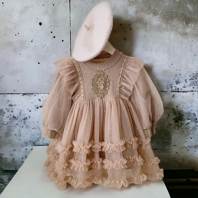 Spring Girls Princess Dress Long Sleeve Children Clothing Floral Lace Party Wear Baby Girls Dress Vestidos 2 3 4 5 6 8 10 Years