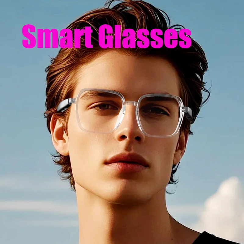 السفر في الهواء الطلق 80 + 80mAh Bettary النظارات الذكية الضوء الأزرق حجب إطار شفاف 8 ساعات الموسيقى الرجال النساء ارتداء اليومي نظارات #1