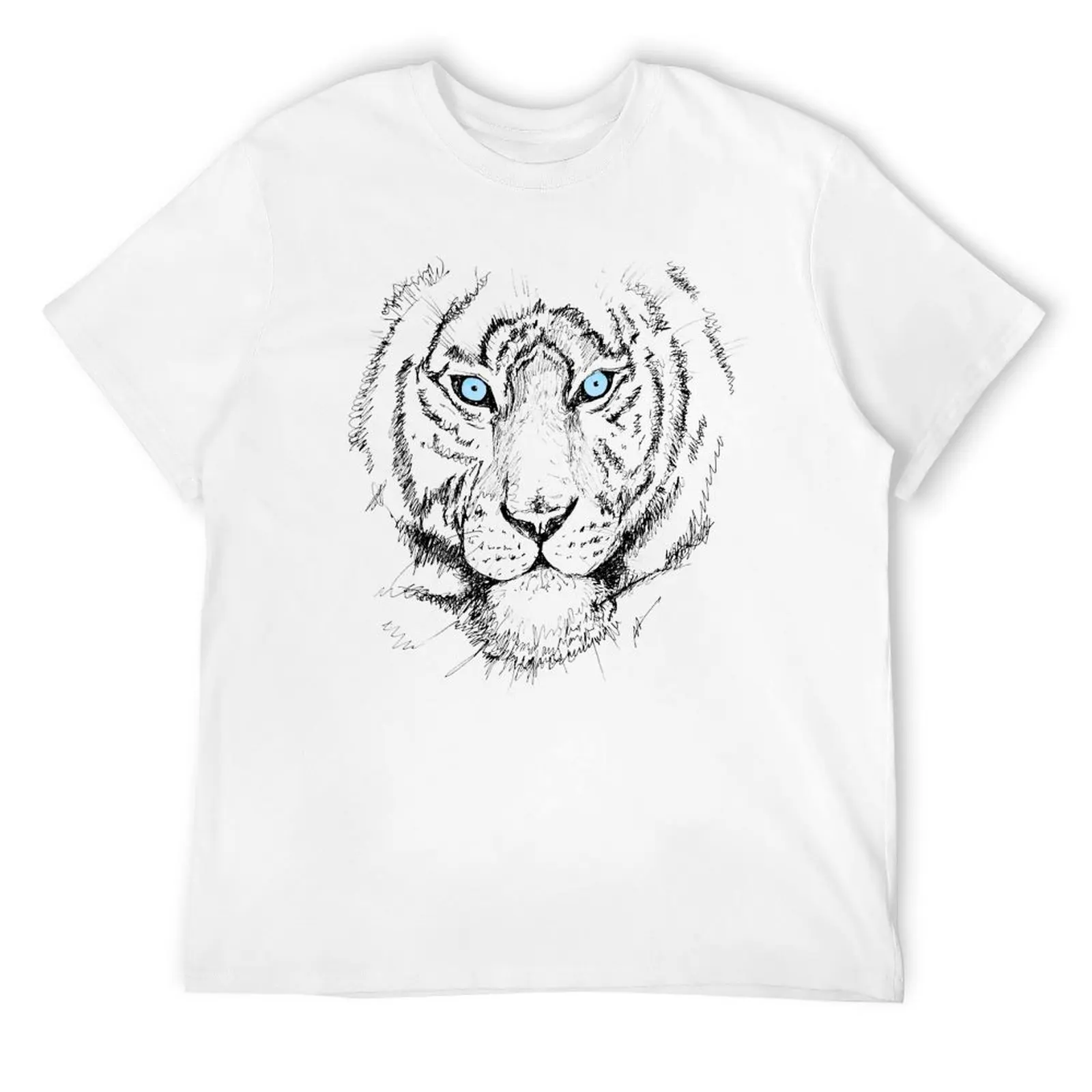 snow tiger T-Shirt Man t-shirt blue lock graphic t shirt vintage slim fit t shirts for men