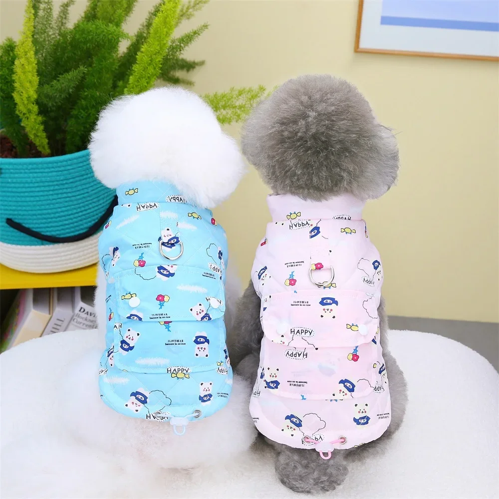 Printed Cotton Dog Coat Winter Warm Pet Dog Clothing Dog Vest for Small Medium Dogs Jacket Bulldog Chihuahua Costumes