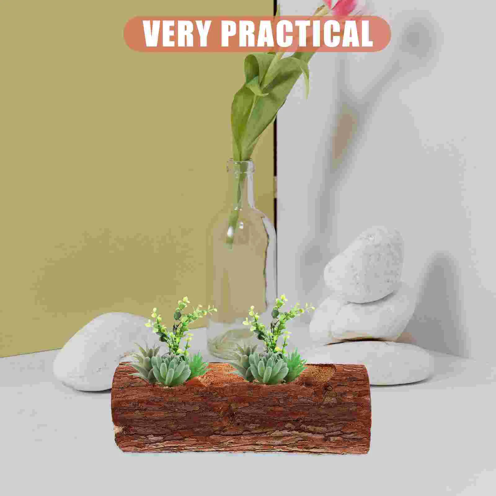 1PC Natural Wooden Stake Pot Decorative Balcony Flowerpot Creative Craft nament Multi Color Succulent Plant Pot Garden Decor Log