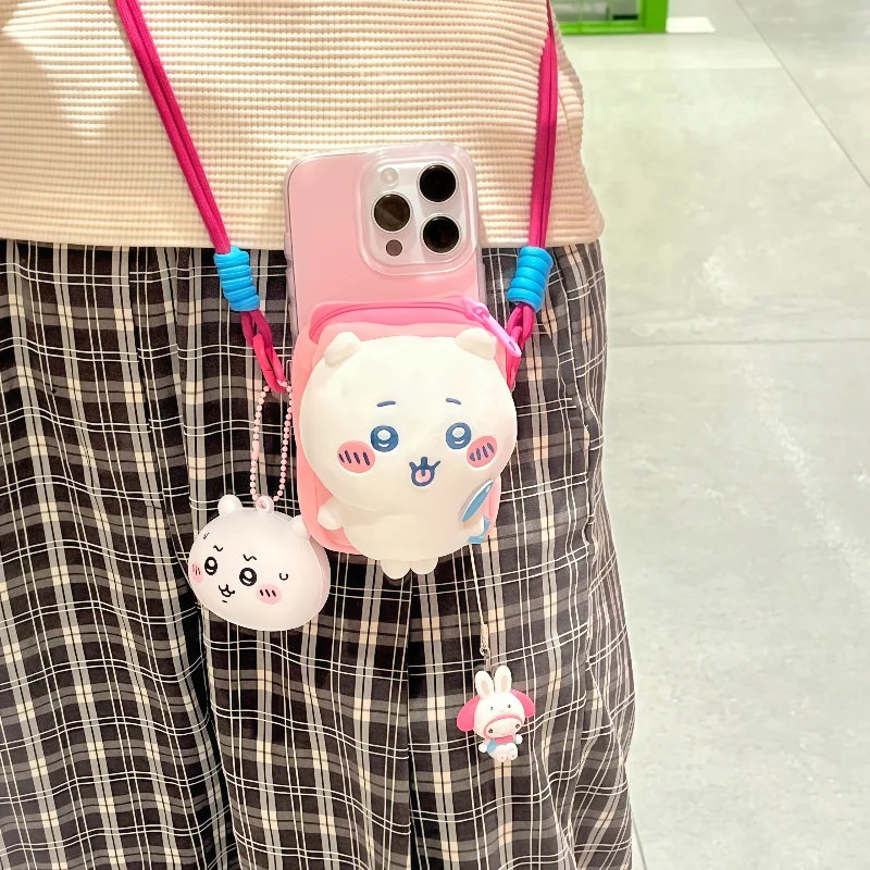 قبضة هاتف أصلية من Chiikawa وحزام كروس Usagi Plushie مع تصميم 2 في 1 ملحق هاتف لطيف لمحبي الرسوم المتحركة هدية