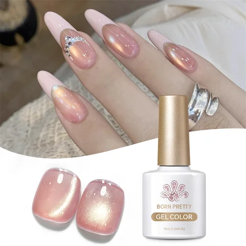 Imagen 2 del producto BORN PRETTY Esmalte de uñas de gel magnético de gato dorado rosa, barniz de gel de uñas súper ligero de vidrio semipermanente para uñas del Día de San Valentín