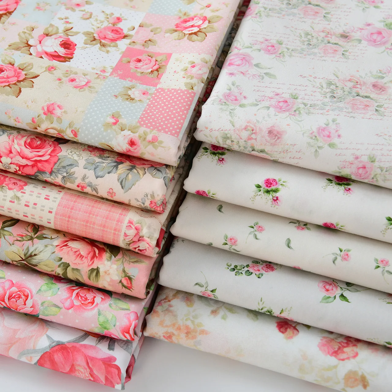 40s popelina rosa retro Floral rosas tela de algodón puro hecho a mano DIY estilo campo camisa falda Material 145x50cm accesorios de fotografía