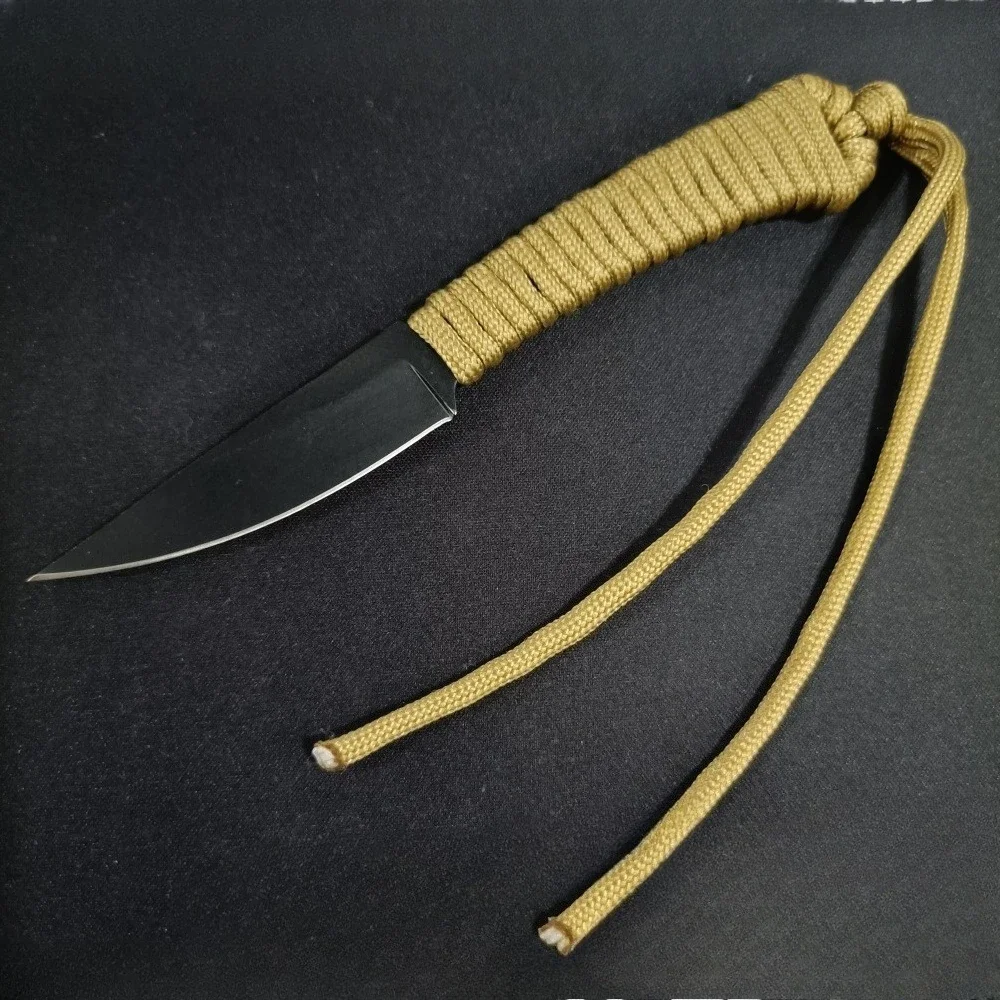 

Нейлоновая веревочная ручка высокой твердости с оболочкой K, тактический прямой нож для кемпинга и приключений на открытом воздухе, многофункциональные режущие ножи EDC