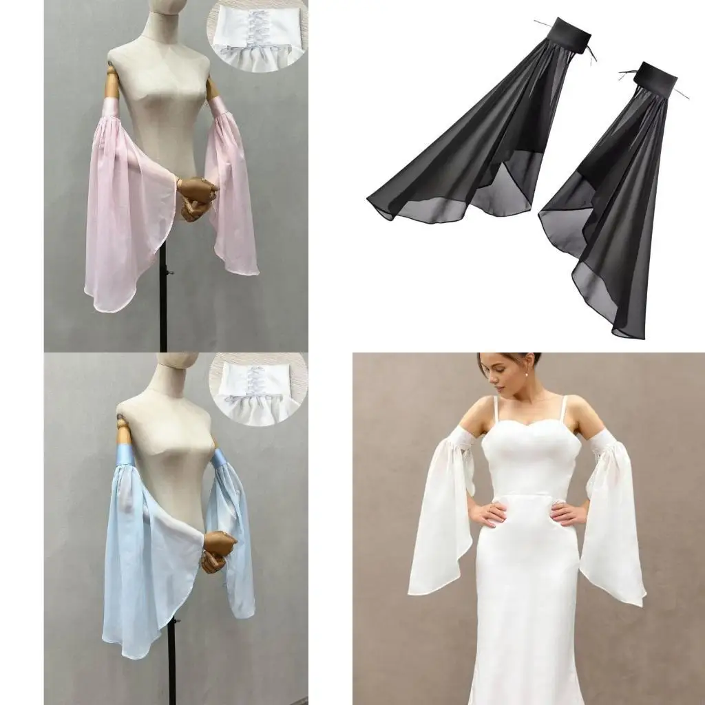

Decorative Paired Arm Warmer False Cuffs Simple Tulle for Princess Dress Y08E