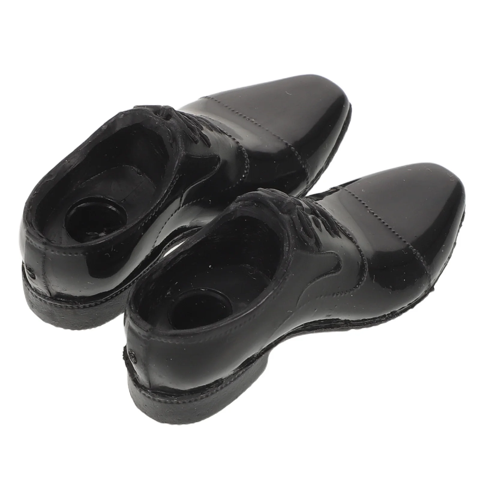 1Pair Black Realistic 12-Inch Soldier Shoes Action Figure Footwear Miniature Male Boots Military Formal Collection Props