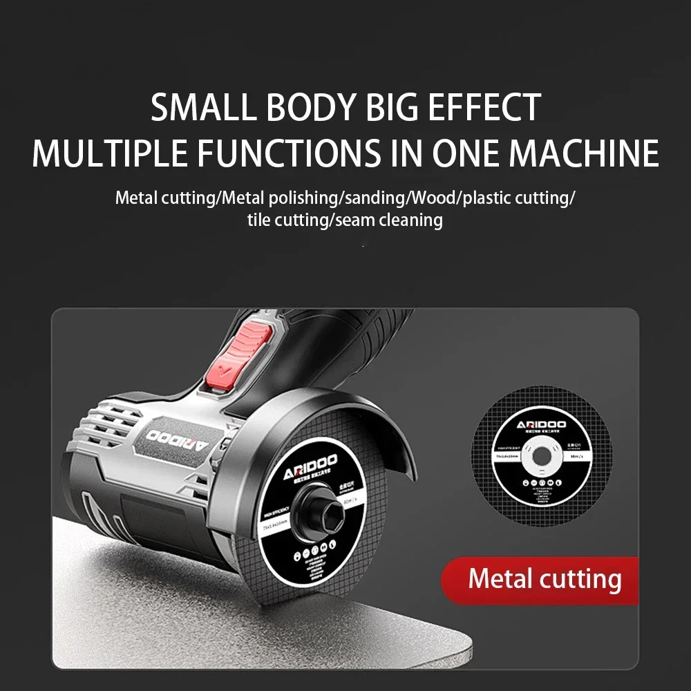 Mini Angle Grinder 12V Large Capacity Polishing Grinding Cutting Machine US/EU/UK Plug Power Tool with Lithium Battery