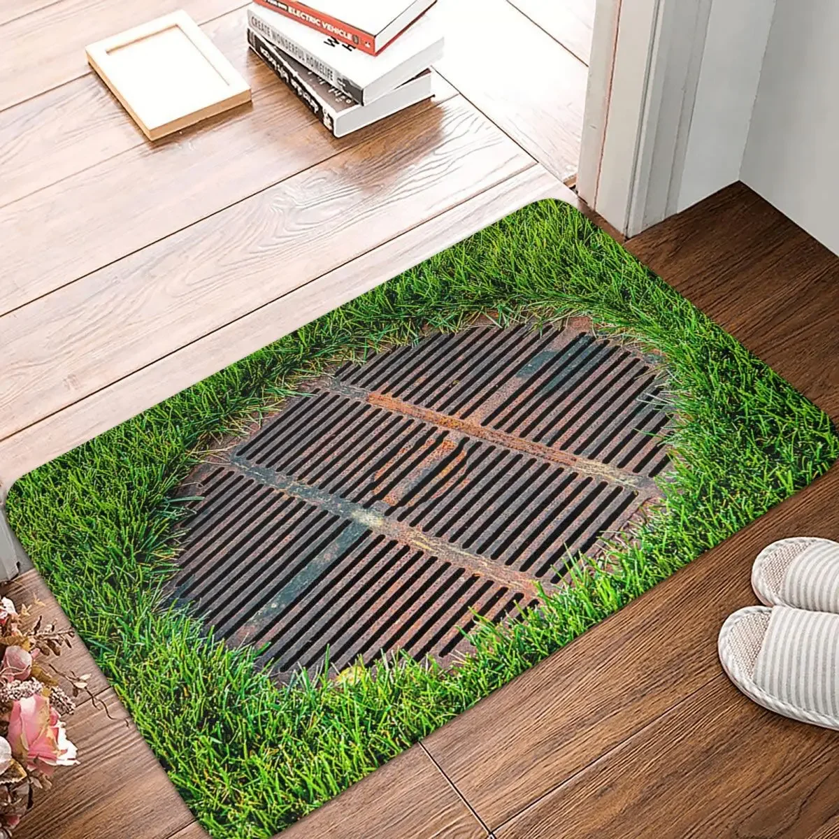 Funny 3D Traps Manhole Cover Entrance Doormat Home Decor Anti-slip Bathroom Floor Mat Kitchen Hallway Carpet for Living Room