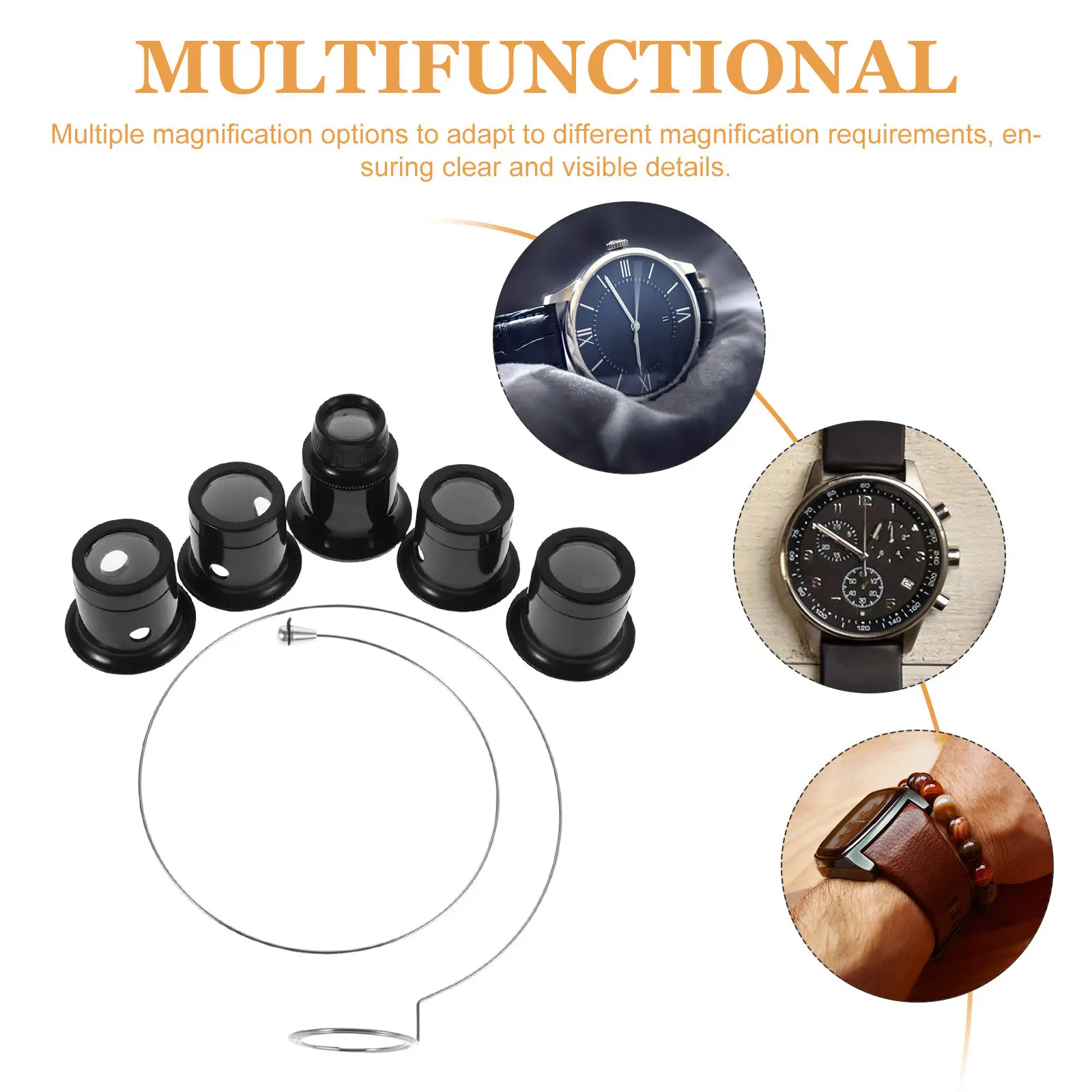 1Set Repair Magnifier Loupe 3X 5X 10X 15X 20X Jeweler Eye Loupe Clipon Watchmaker Magnifying Glasses Portable Watch Repair
