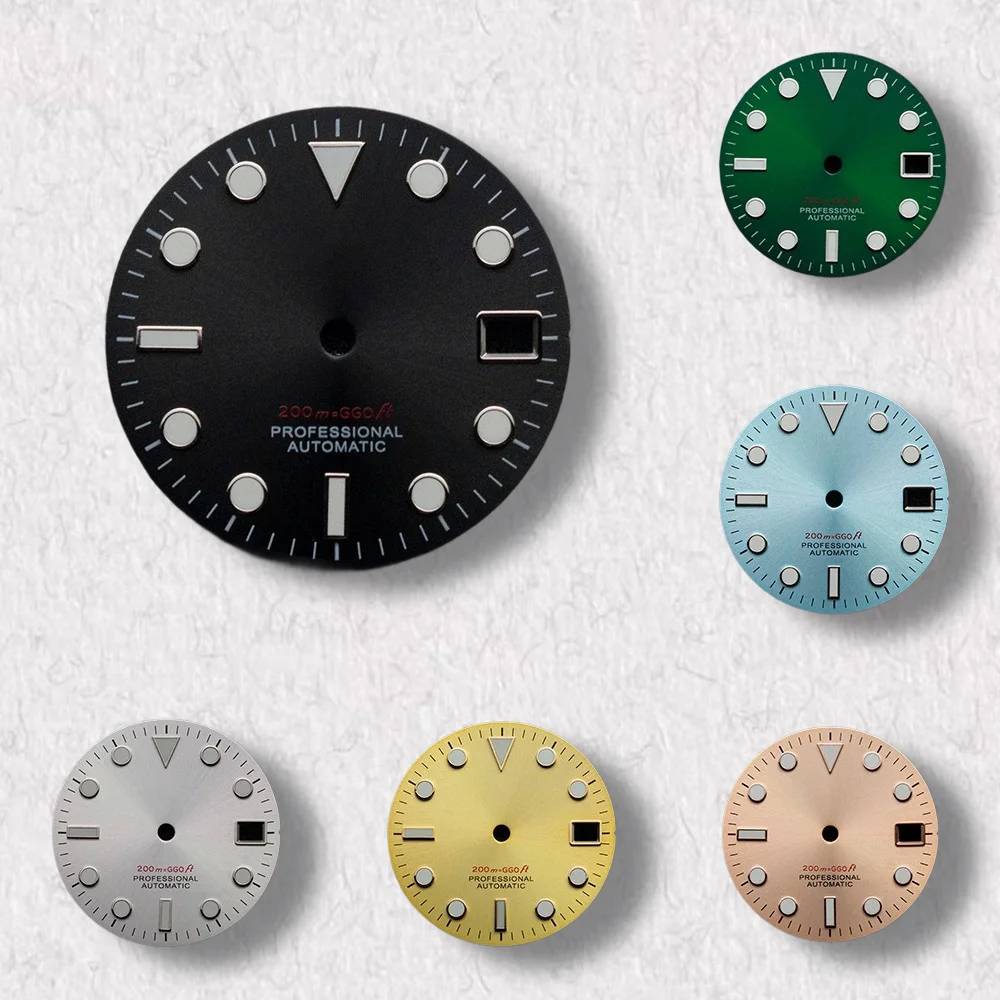 

High-Quality 28.5mm S Logo SUB Sunburst Dial Fit NH35/NH36/4R/7S Movement Green Luminous Diving Watch Modification Accessories