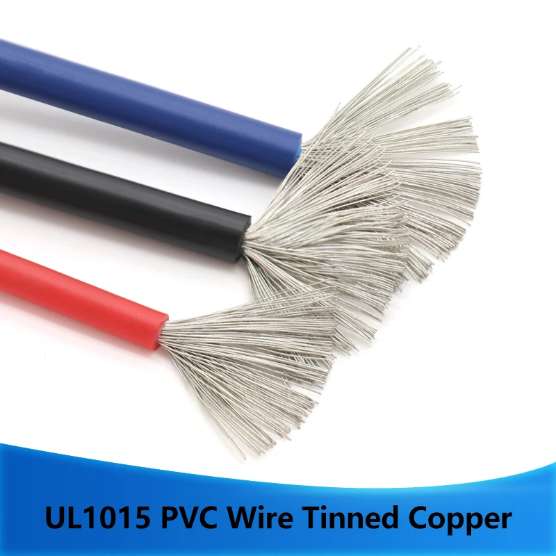 2/5m  UL1015 Electric Wire 24 22 20 18 16 14 12 10 8 AWG PVC Insulated Lamp Lighting Copper Cable  LED DIY Line 600V
