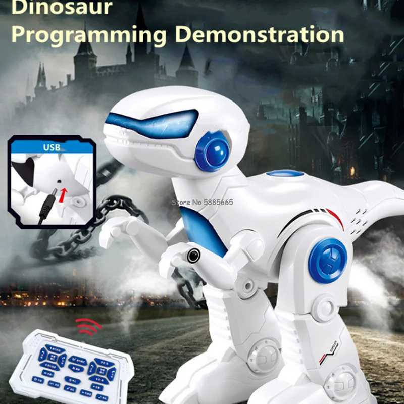 Interação pai-filho programa inteligente rc dinossauro robô demonstração automática crianças multi-função educação precoce controle remoto dinossauro