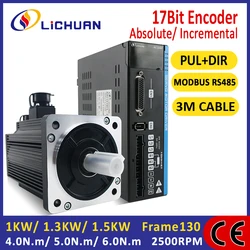 Lichuan 220V 2500RPM IP66 4A/5A/6A AC Servo Driver Motor Kit A5 4.0N.m/5.0N.m/6.0N.m 1KW 1.3KW 1.5KW AC Servo Motor Drivers Kit