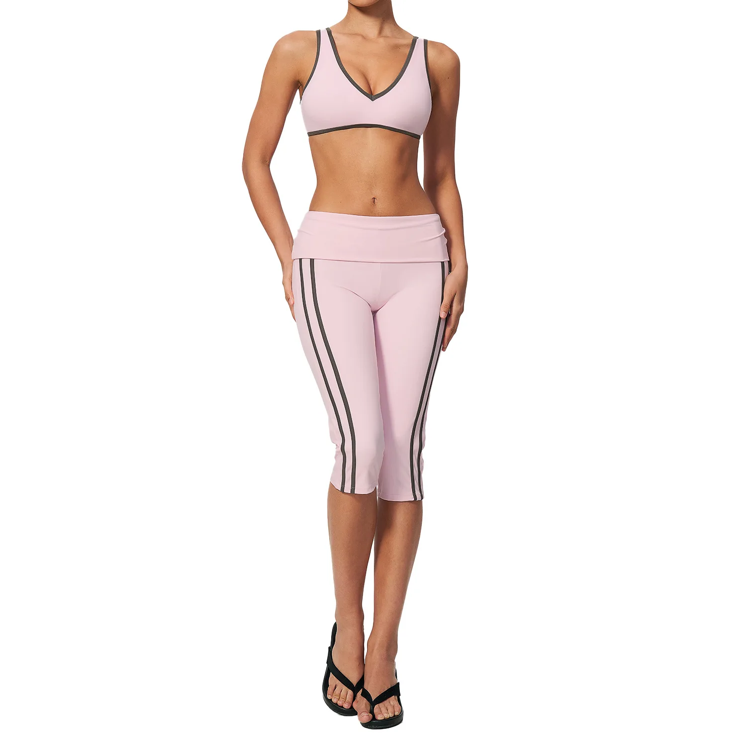 Gym Clothes Women Yoga Set 2Pcs Halter Sports Bra Capri Leggings High Waist Workout Pants Gym Fitness Top Sportswear Suit Summer