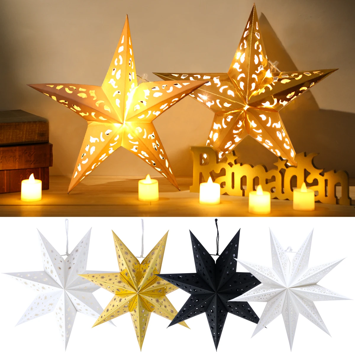 Hollow Out Star Hanging Pendant EID Mubarak Decor For Home Hanging Pendant Ramadan Kareem Islamic Muslim Party Eid Al-Fitr Gift