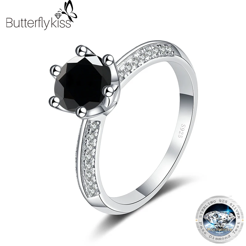 Butterflykiss 50cents 1CT 2CT  D Color Diamond Engagement 925 Sterling Silver Rings For Women Men With Certificate Jewelry Gifts