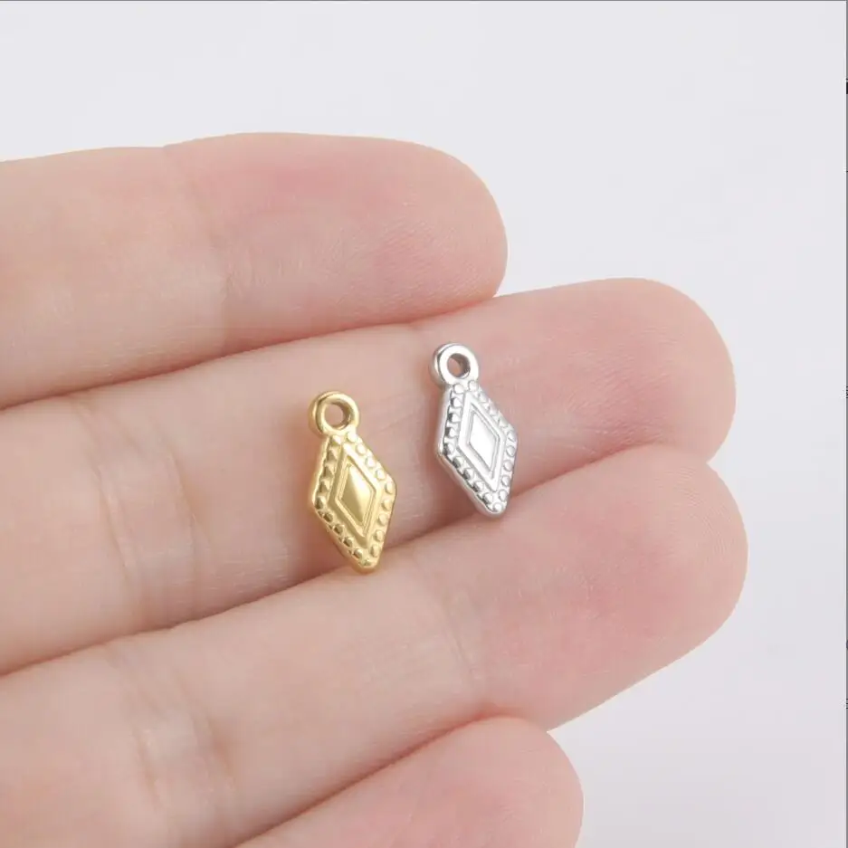 

20pcs Stainless Steel Rhombus Charms for Bracelet Connector Necklace Pendants Handmade Earrings DIY Jewelry Making F1001