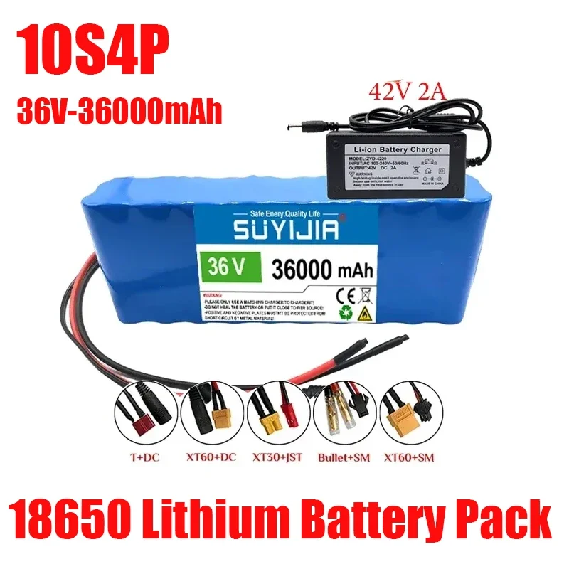 10S2P 36V 36000mAh rechargeable lithium battery 500W high power large capacity electric scooter motorcycle scooter free shipping