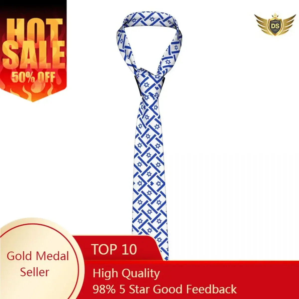 

Mens Tie Classic Skinny Israel Flag Print Neckties Narrow Collar Slim Casual Tie Accessories Gift