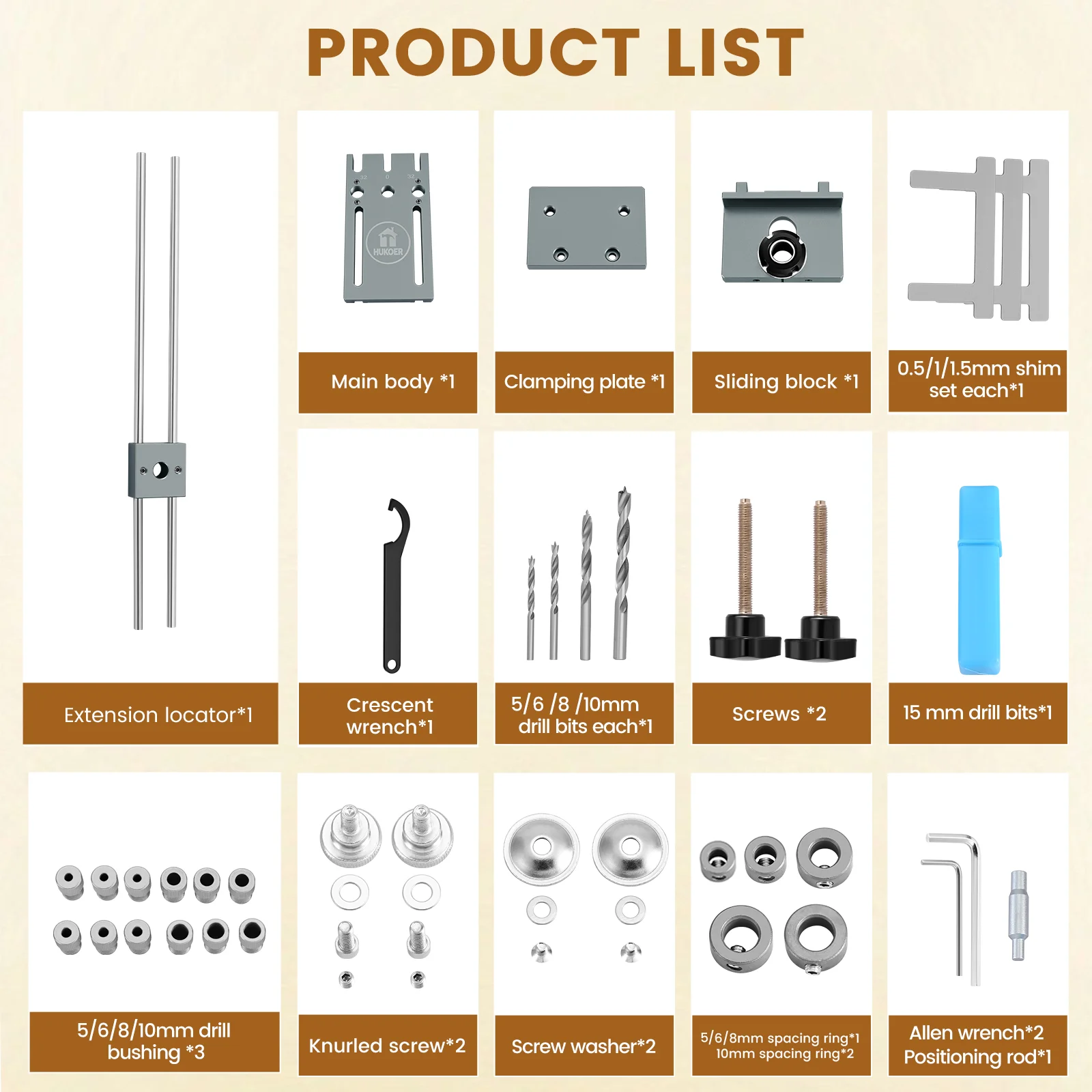 3 in 1 DIY Woodworking Dowel Drilling Gauge Drilling Aid Dowel Gauge Drilling Template Guide Kit