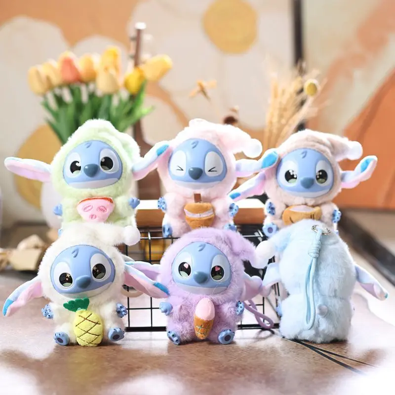 Disney Bag Pendant Stitch Eat Something Before Sleep Series Plush Blind Box Vinyl Toys Cute Doll Mystery Box Decor Gift Toy
