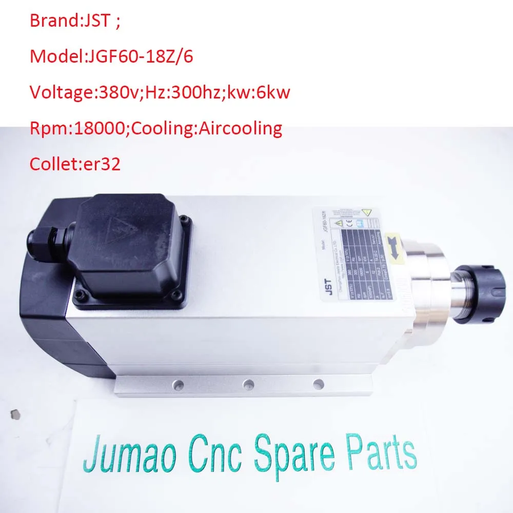 

Шпиндель JST JGF60-18Z/6 с воздушным охлаждением, 380В/220В, 6кВт, 18000 об/мин, 300Гц, ER32, для деревообрабатывающей промышленности