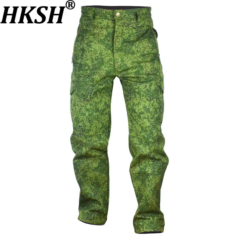 

HKSH Autumn Winter New Men Fashion High Street Camouflage Thick Fleece Pants Multi-pocket Safari Style Tactical Techwear HK17946