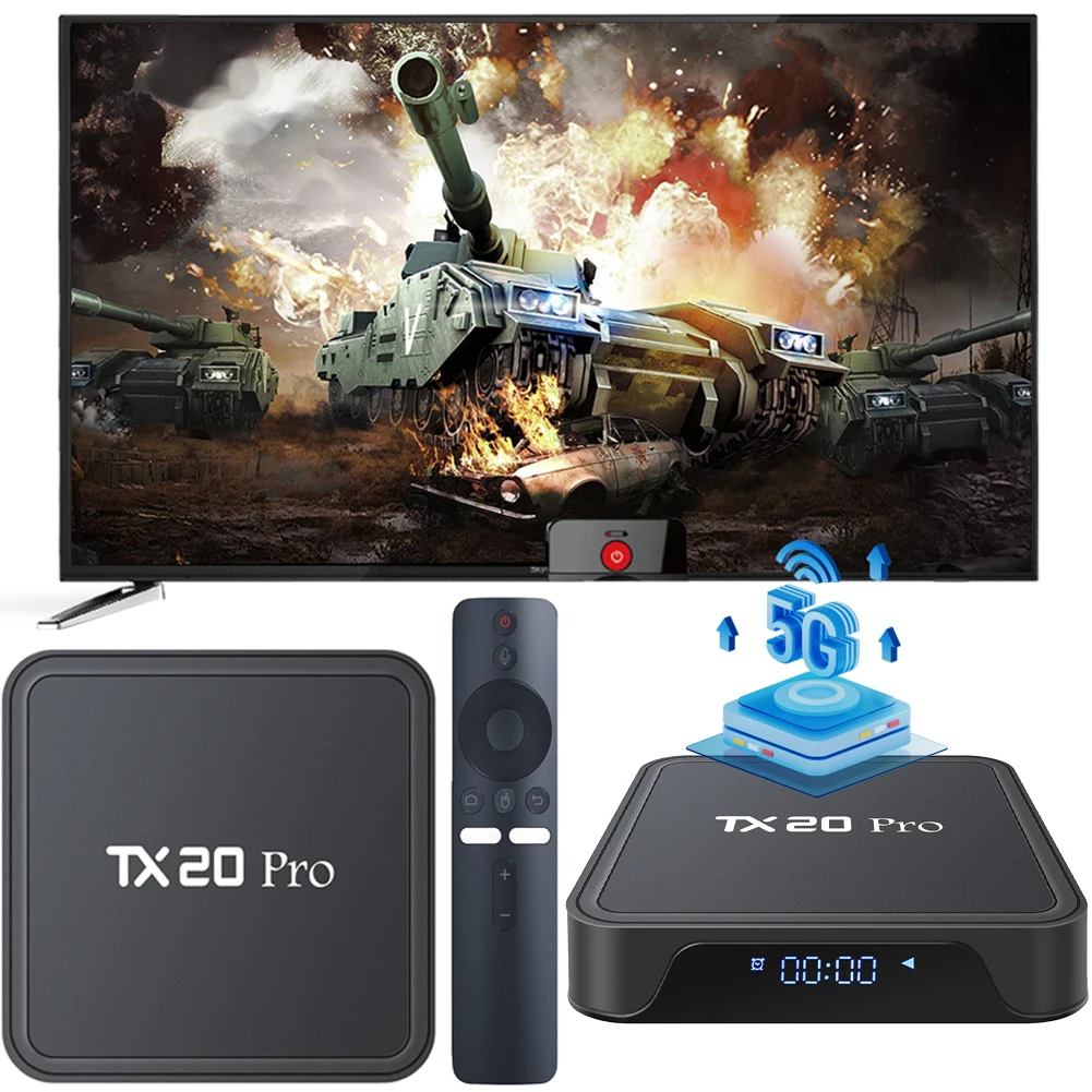 TX20 PRO TV Box Android 15.0 ATV Allwinner H313 Quad Core 2.4G+5G Dual WIFI BT5.2 4K HD Media Player Support Voice Control