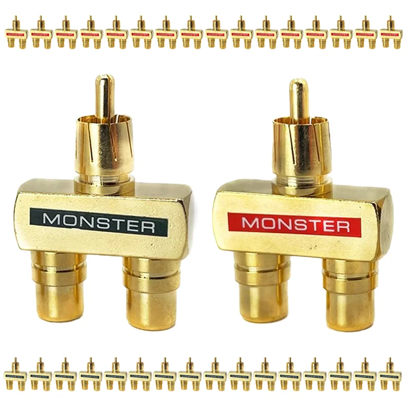 

2/4/8/16PCS RCA Male Plug To 2 RCA Female Socket Gold Plated Connectors 3Way RCA Connector HIFI Audio Terminals for Audio Video