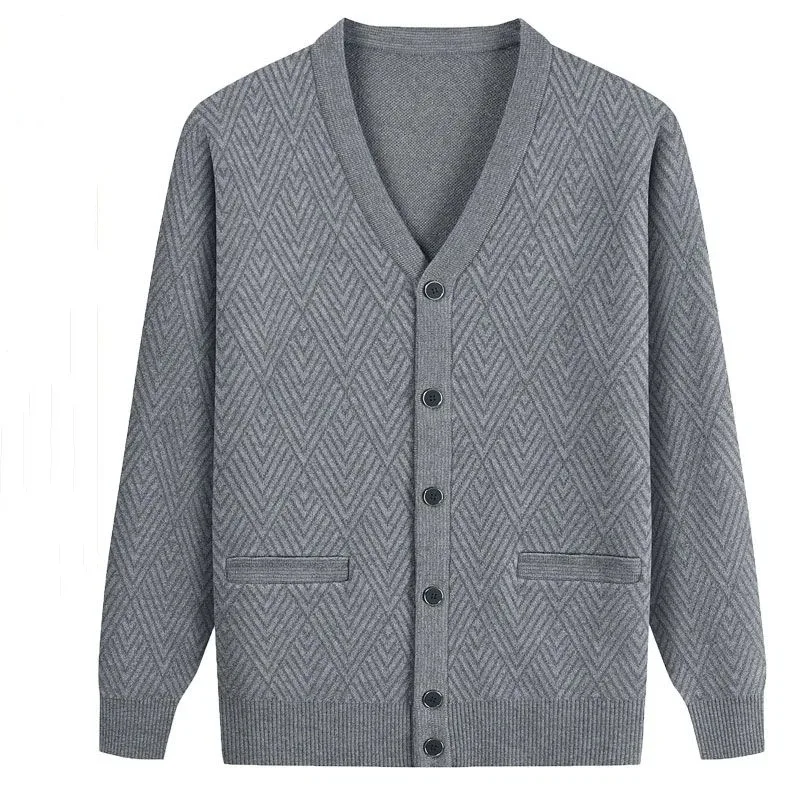 

Middle-aged Elderly Men's Autumn Thickened Wool Coats Elderly Sweaters Knitted Outer Cardigans Winter