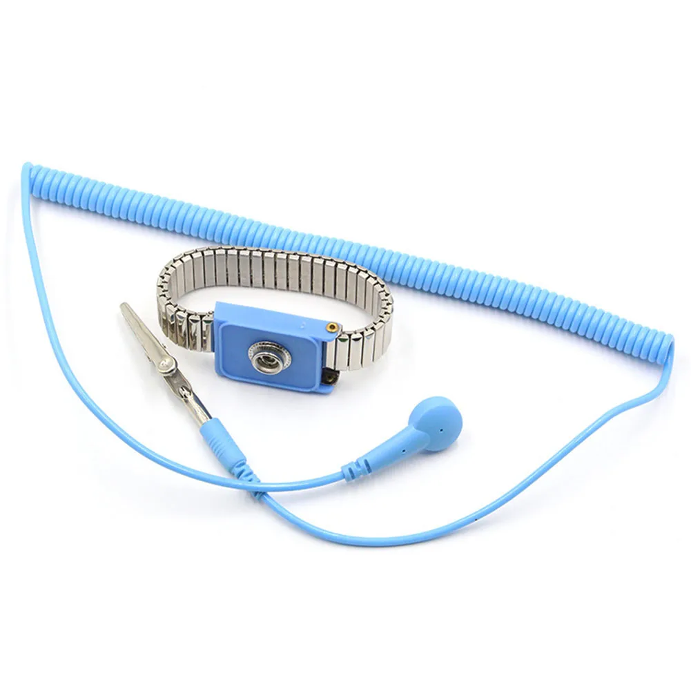 ESD Protection Band Metal Wrist Strap 1M Resistor Stainless Steel Band Conductive Copper Wire Adjustable Antistatic Wristband
