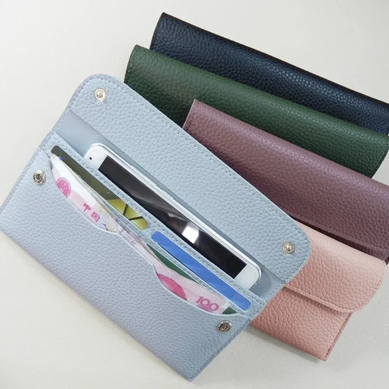 

New Soft Leather Thin Edition Edition Lightweight Women's Wallet Long Edition Large Capacity Solid Color Lychee Texture Wallets