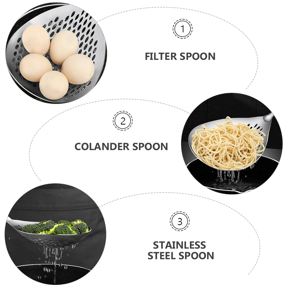 

1pc Stainless Steel Colander Spoon Noodle Filter Kitchen Strainer Light Rust-Proof Food Strainer Home Restaurant Use