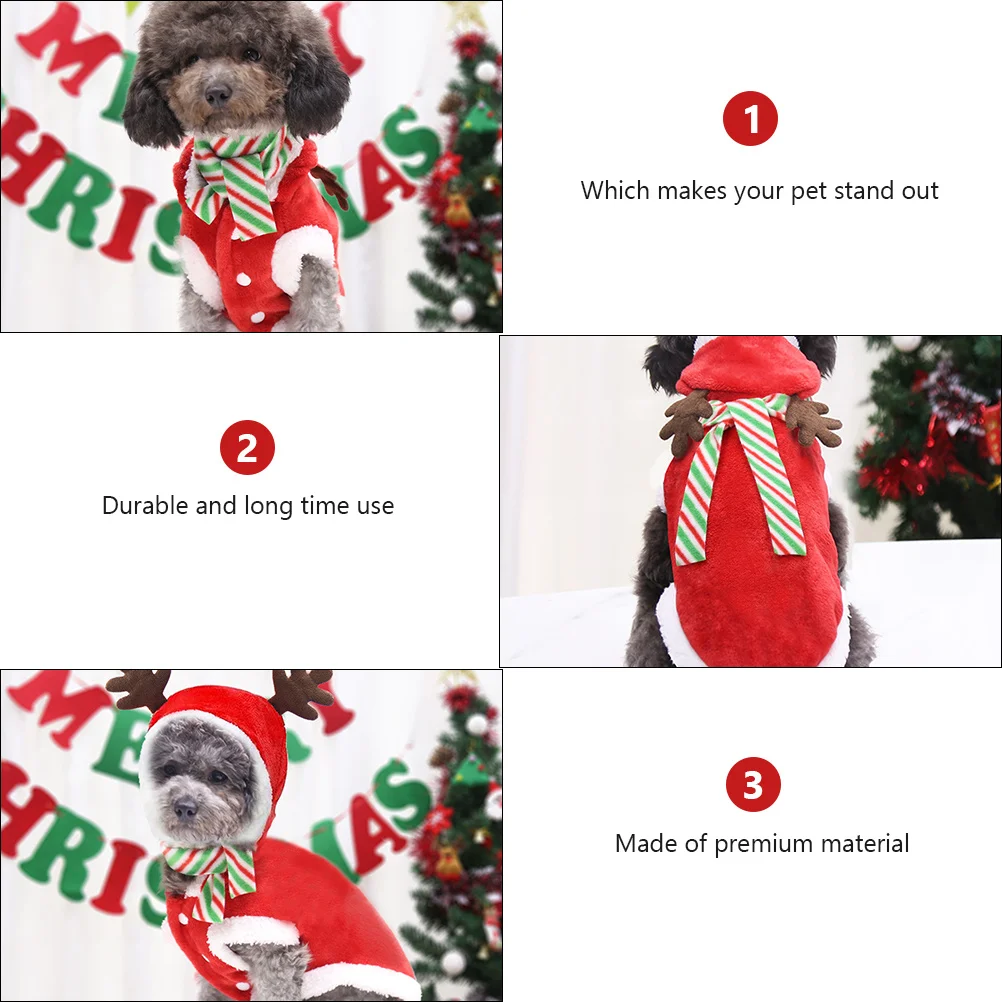 

Christmas Dog Costumes Puppy Cosplay Clothes Suit Xmas Outfits Scarf Adorable Elk Design Christmas Pet Costume