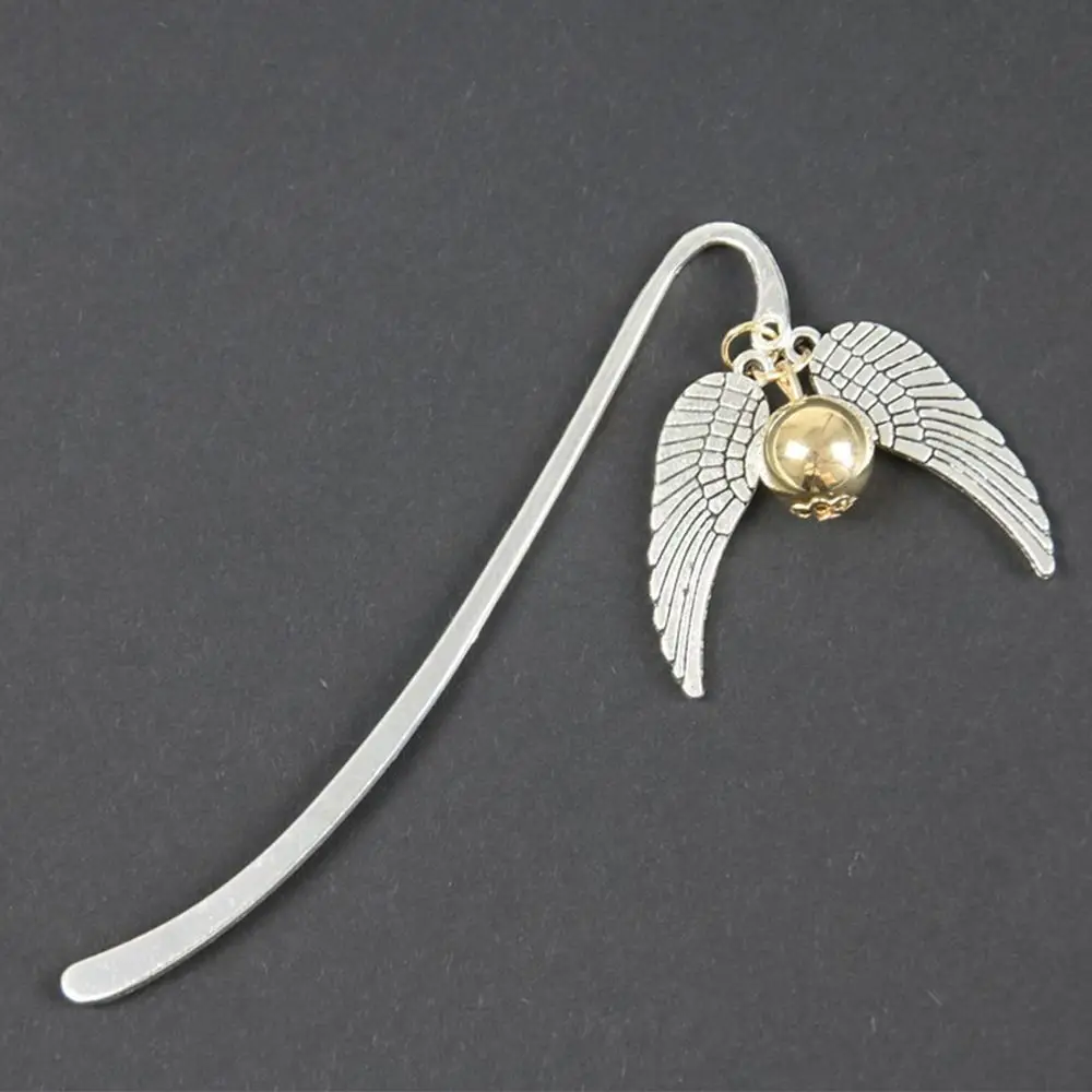 Retro Wing Bookmark Creative Metal Book Page Marker Reader Pagination Mark with Wings Ball Pendant School Office Supplies