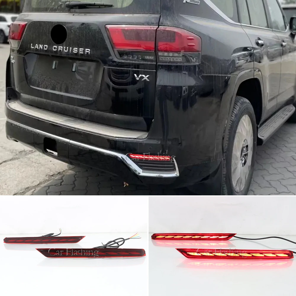 Car LED Rear Bumper Light For Toyota Land Cruiser LC300 2022 Reflector Signal Reverse Lights Backup Brake Indicators