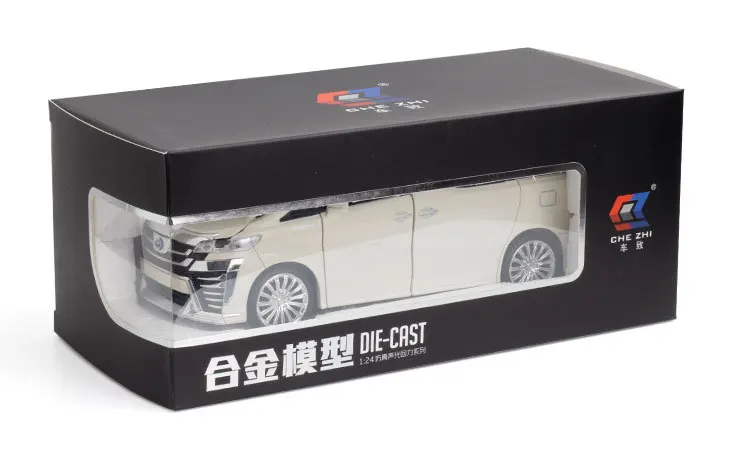 Toyota Vellfire MPV Van Diecast Toy Car Modelo Miniatura Puxar Para Trás, Som e Luz Portas, Openable Coleção, Presente para Menino, Criança, 1/24