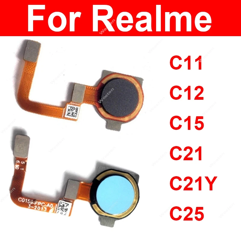 Датчик отпечатков пальцев, кнопка питания, гибкий кабель для Realme C11 C12 C15 C21 C21Y C25, датчик отпечатков пальцев, домашняя разблокировка, сенсорная гибкая часть