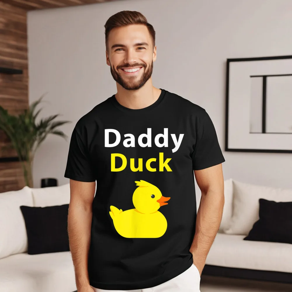 

Funny Daddy Duck Rubber Duck 100% Cotton Mens Short Sleeve Tops Tees Casual Labor Day Tshirts Printed Tees Hip Hop O Neck